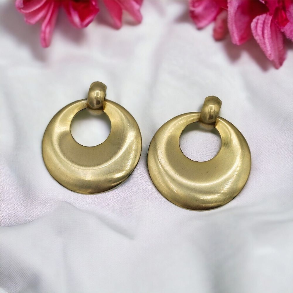 Glam Open Hoop Earrings Vintage Door Knocker Elegant Statement Gold Tone Large